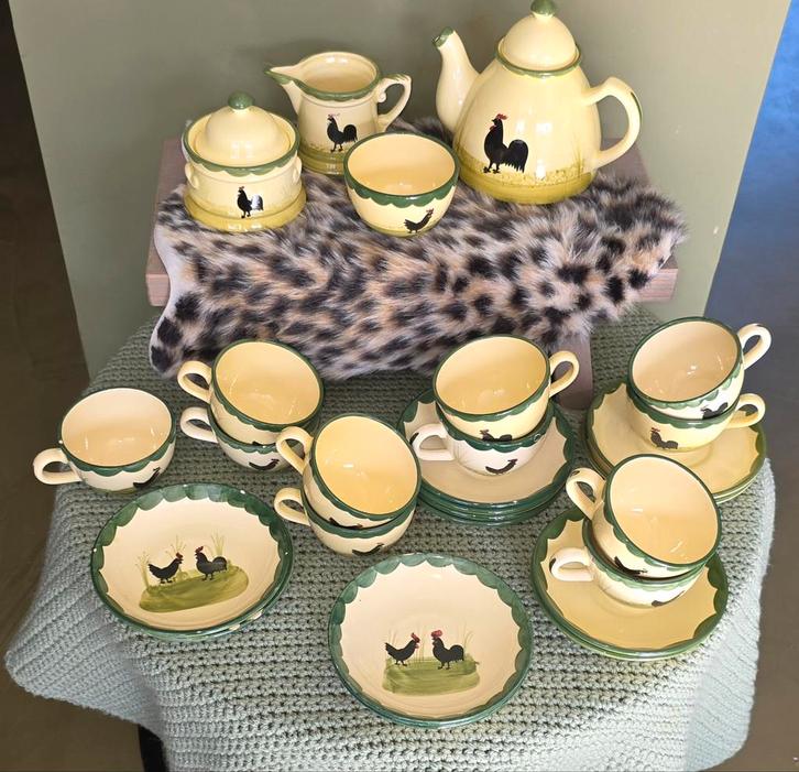 Kip en haan servies, Huis en Inrichting, Keuken | Servies, Overige typen, Overige stijlen, Porselein, Ophalen of Verzenden