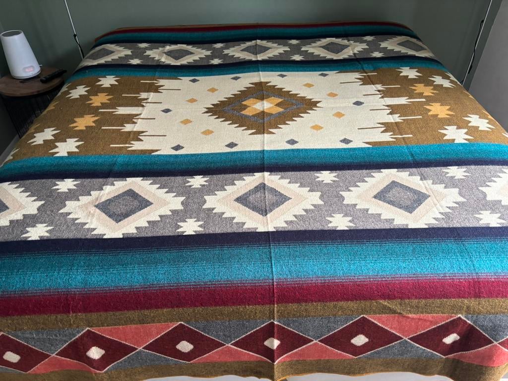 ALPACA WOL Nieuw deken sprei kleed plaid ruit boho ibiza, Ophalen of Verzenden, Nieuw