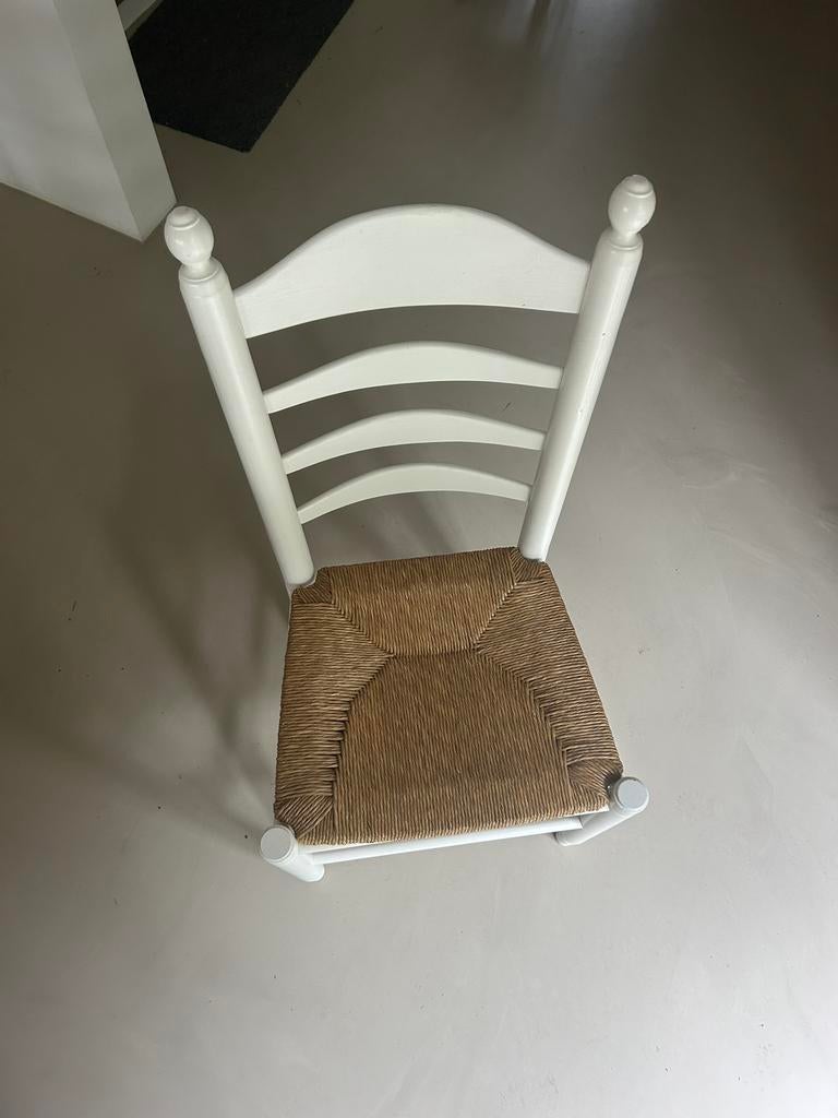 Biezenzitting / rietgedekte / knop eetkamertafel stoel, Huis en Inrichting, Stoelen, Ophalen, Zo goed als nieuw, Wit