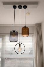 Set van 3 unieke hanglampen met verschillende fittingen, Ophalen, Zo goed als nieuw, Glas, 75 cm of meer