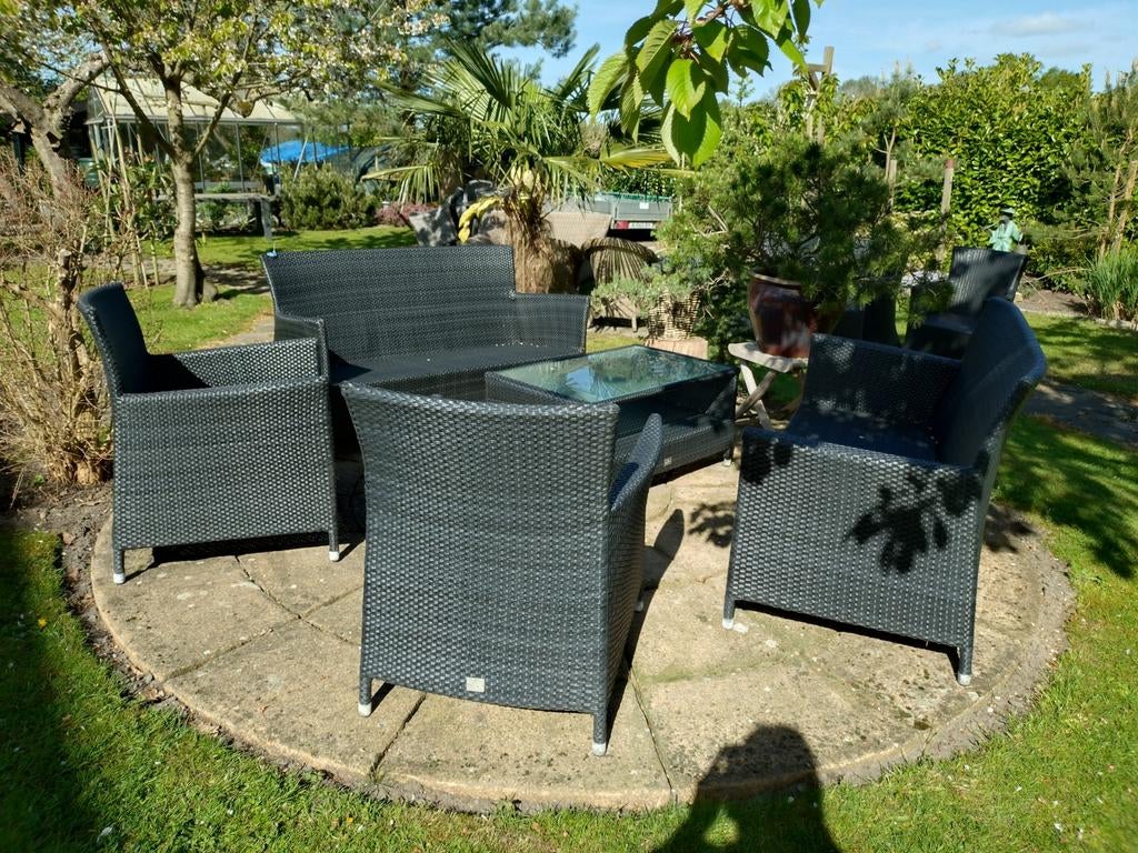 Mooie 4 Seasons tuinset + mooie kussens!!, Ophalen, Kunststof, Gebruikt, Stoel