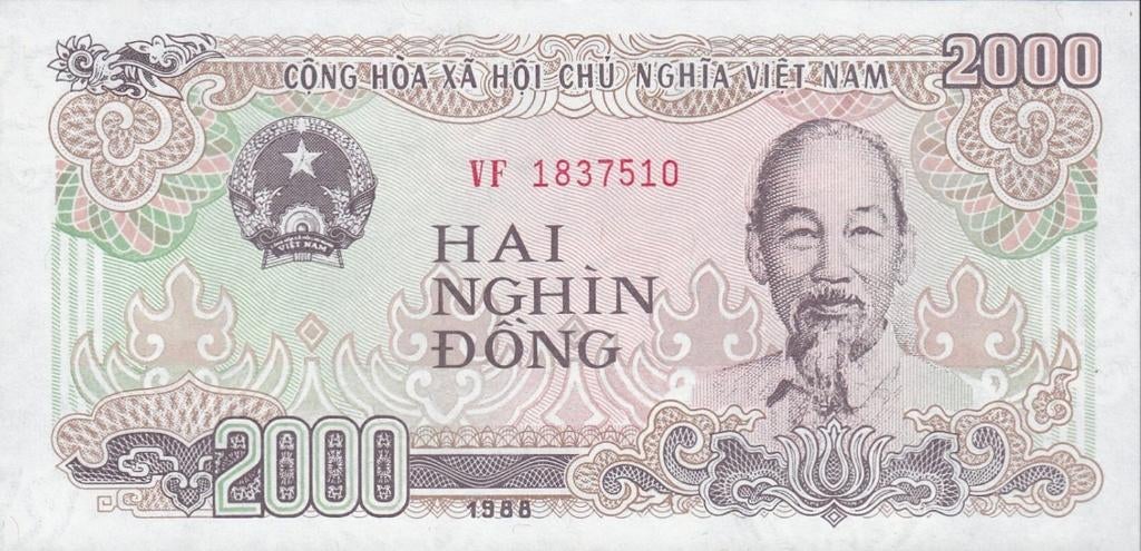 Vietnam bankbiljet 2000 Dong 1988, Pick 107a UNC, Postzegels en Munten, Bankbiljetten | Azië, Ophalen of Verzenden, Zuidoost-Azië