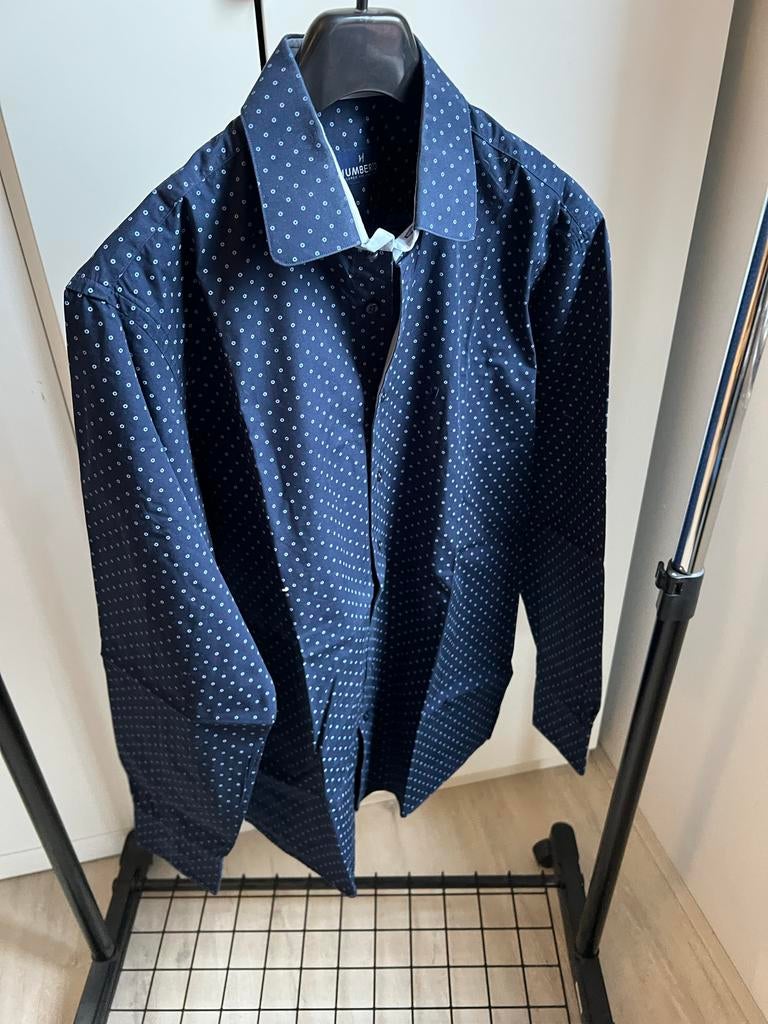 Humberto Tan overhemd, maat L, nieuwstaat, Ophalen of Verzenden, Nieuw, Blauw, Halswijdte 41/42 (L)