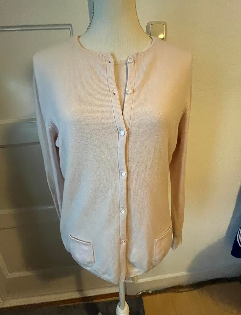 Repeat cashmere, roze twin-set, Ophalen of Verzenden, Zo goed als nieuw, Maat 42/44 (L), Roze