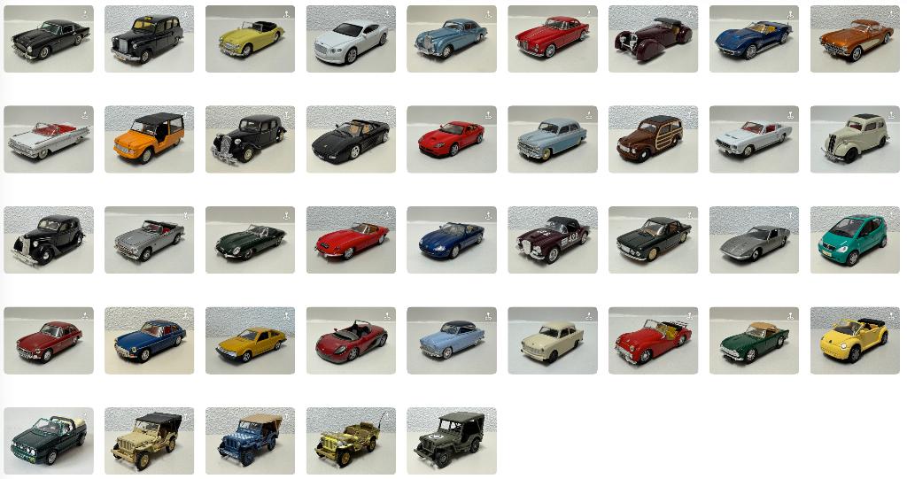 Modelauto’s: oa. Chevrolet Citroen Ford Jaguar MG Triump VW, Hobby en Vrije tijd, Modelauto's | 1:43, Ophalen of Verzenden, Zo goed als nieuw