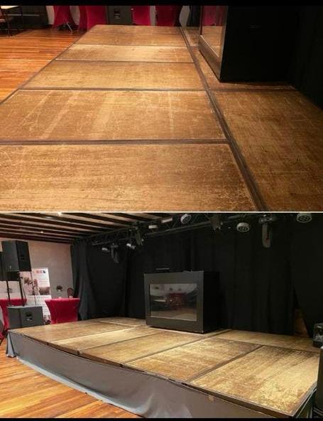 Stalen podiumdelen 9 stuks, met kar!, Muziek en Instrumenten, Ophalen, Gebruikt