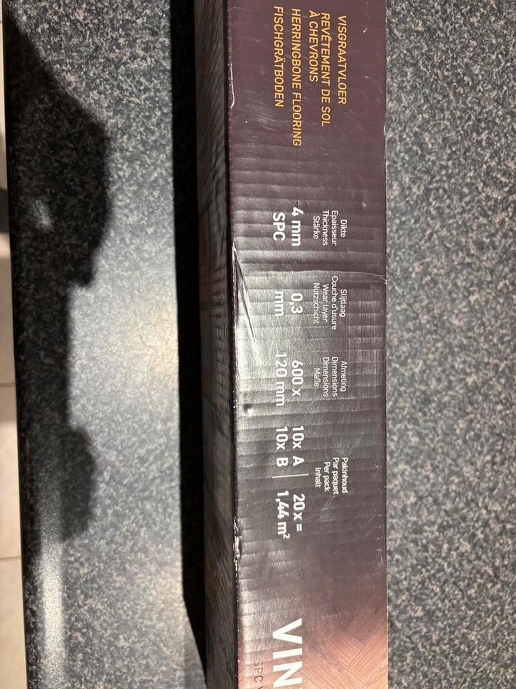 Visgraat PVC Vloer Leeds - 1.44 m² per pak, Huis en Inrichting, Stoffering | Vloerbedekking, Nieuw, Vinyl, Beige, 10 tot 25 m²