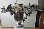 Decoratieve vaas met kunstbloemen - Grijs/Zwart, Ophalen, Overige materialen, Overige kleuren, Zo goed als nieuw