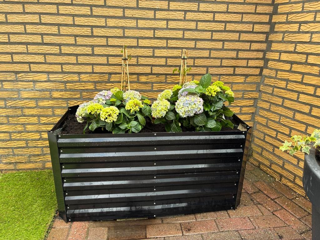 Metalen Plantenbak / Bloempot - Zwart, Rechthoekig, Tuin en Terras, Bloembakken en Plantenbakken, Ophalen, Balkon, Nieuw, Metaal