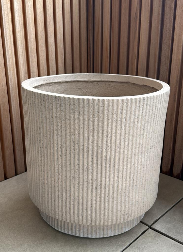 Mica Decorations bloempot quito keramiek 37x37cm creme, Ophalen, Rond, Zo goed als nieuw, Aardewerk