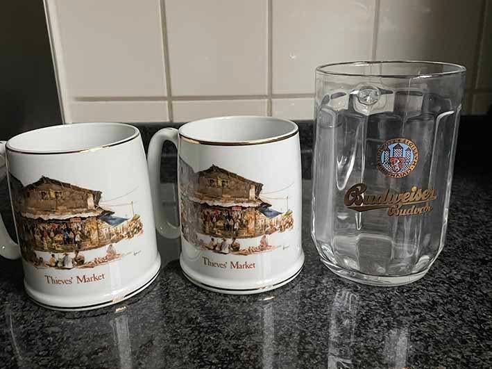 Vtg Bierglas Tiger Beer Thieves' Market / Budweiser Budvar, Ophalen of Verzenden, Nieuw, Glas of Glazen, Overige merken