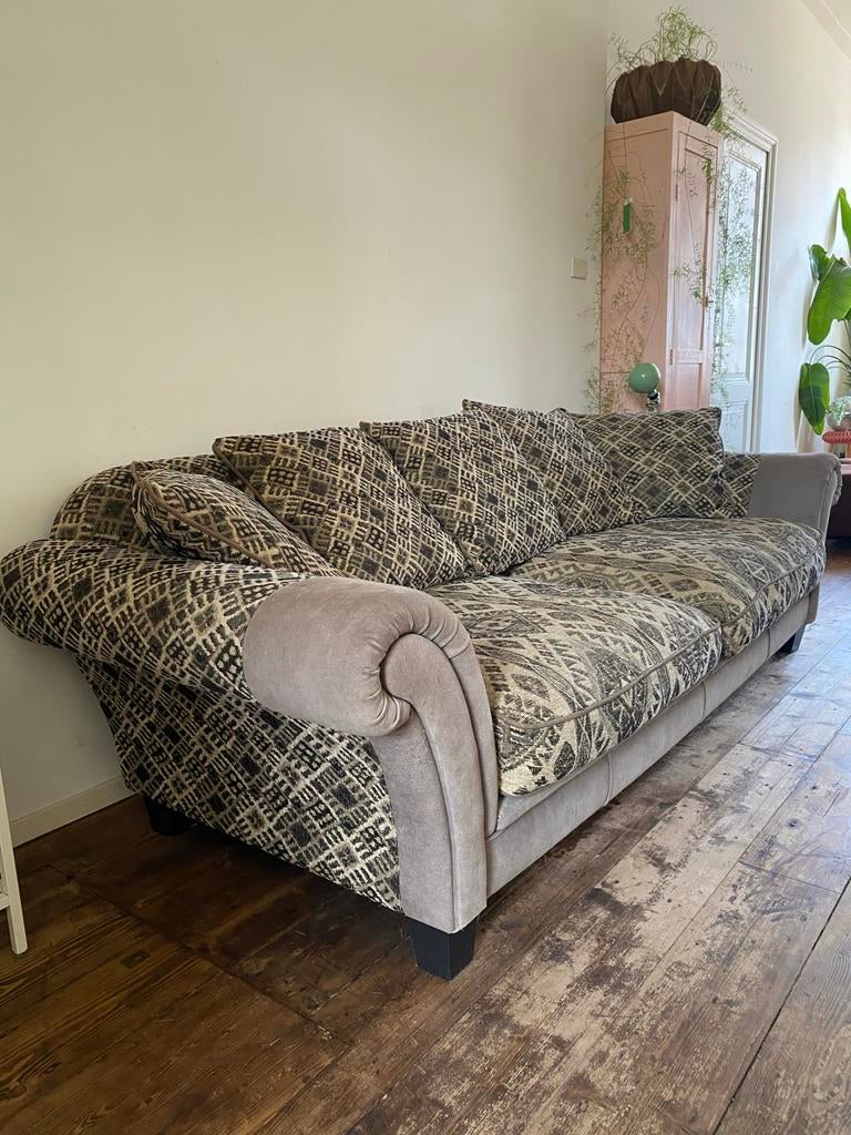 Grote comfortabele bank met uniek patroon, Ophalen, Gebruikt, 100 tot 125 cm, Driepersoons