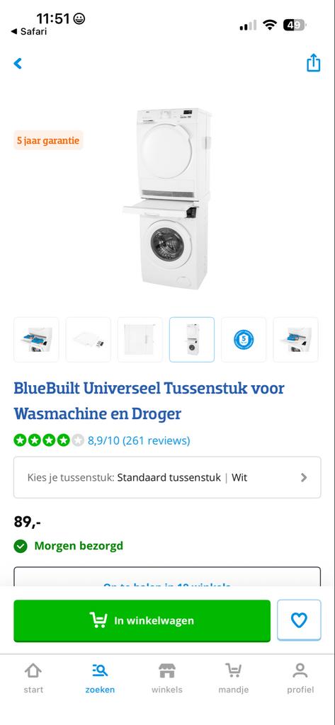 Tussenstuk voor wasmachine en droger, Ophalen, Gebruikt