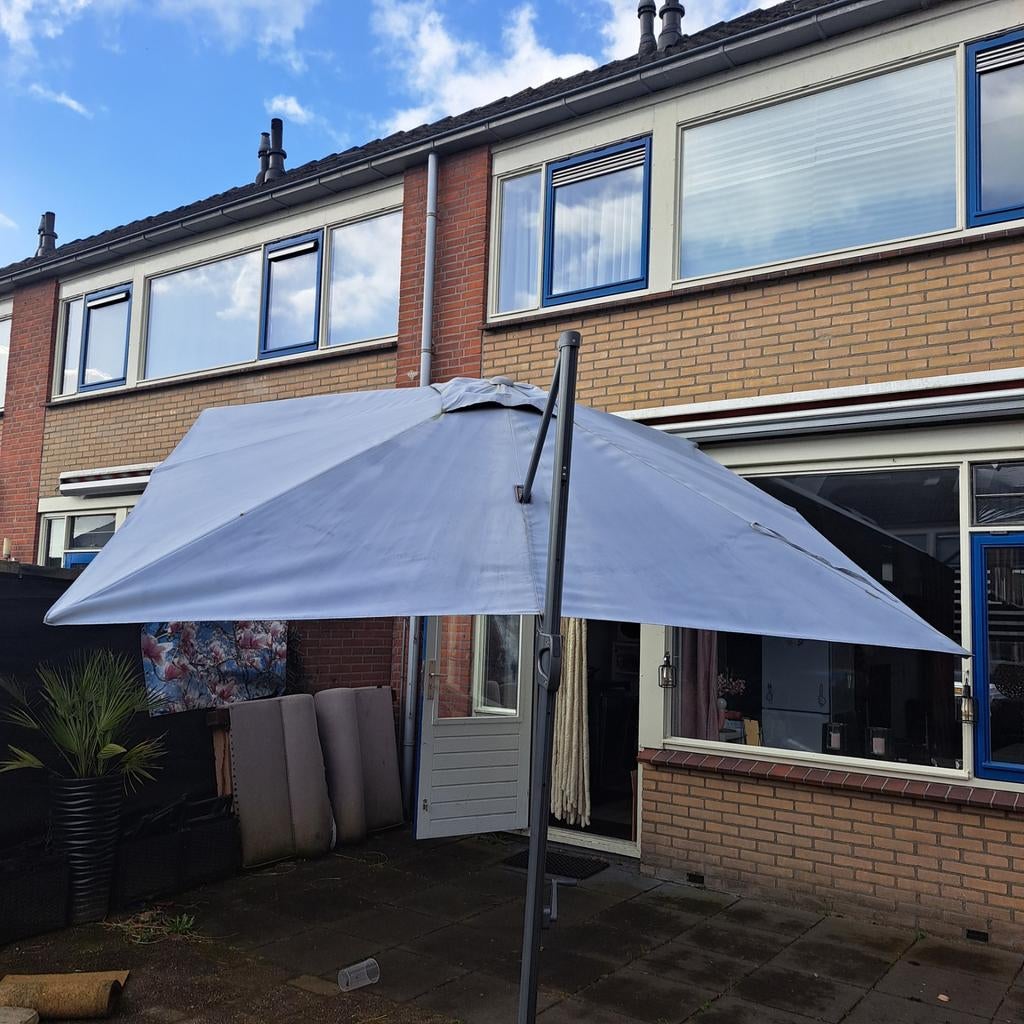 Stevige uitschuifbare parasol 300cm, Ophalen, Zweefparasol, Verstelbaar