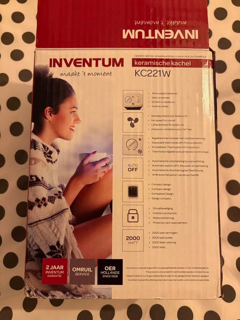 Inventum keramische kachel KC221W - 2-in-1 verwarmen en koel, Overige soorten, Elektrisch, Nieuw, Ophalen of Verzenden