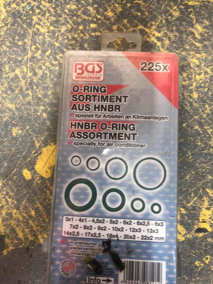BGS O-ring assortiment HBNR voor airco - 225 stuks, Auto diversen, Autogereedschap, Gebruikt, Ophalen of Verzenden