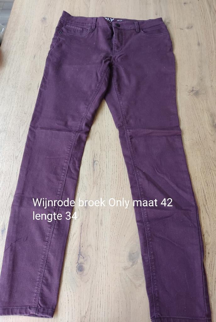 Wijnrode broek van Only maat 42, Only, Maat 42/44 (L), Ophalen of Verzenden, Zo goed als nieuw
