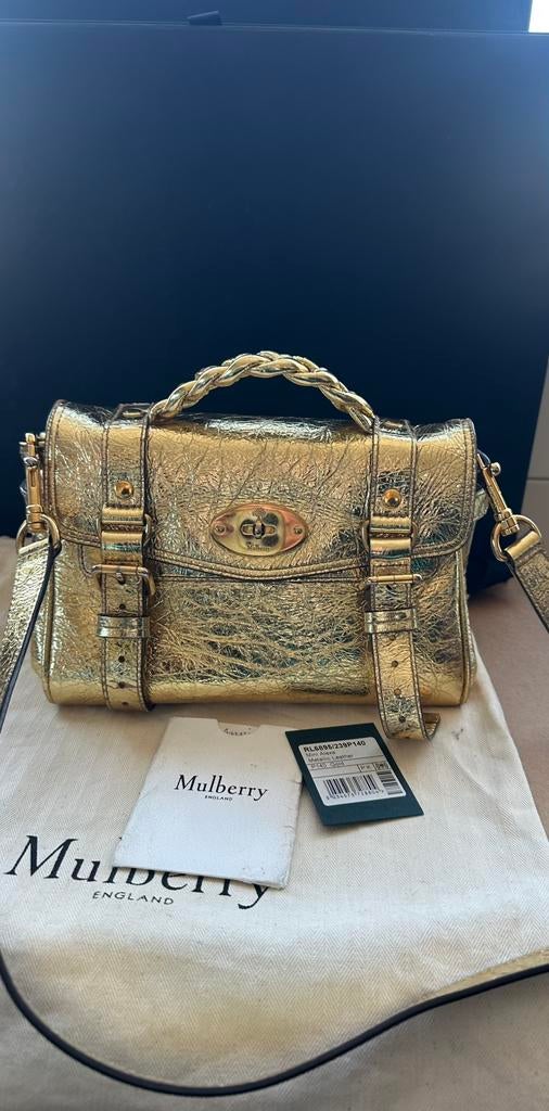 Mulberry Mini Alexa in metallic leather gold, Sieraden, Tassen en Uiterlijk, Tassen | Damestassen, Ophalen of Verzenden, Zo goed als nieuw