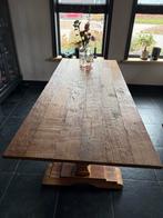 Mooie robuuste kloostertafel met twee grote poten, Ophalen, Gebruikt, 200 cm of meer, 50 tot 100 cm