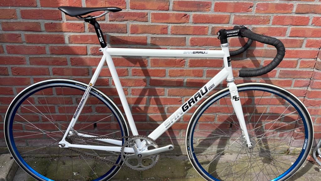 SingleSpeed Fixie baanfiets maat 58 Ambrosio – handgemaakt, Overige merken, Gebruikt, Ophalen of Verzenden, 57 tot 61 cm