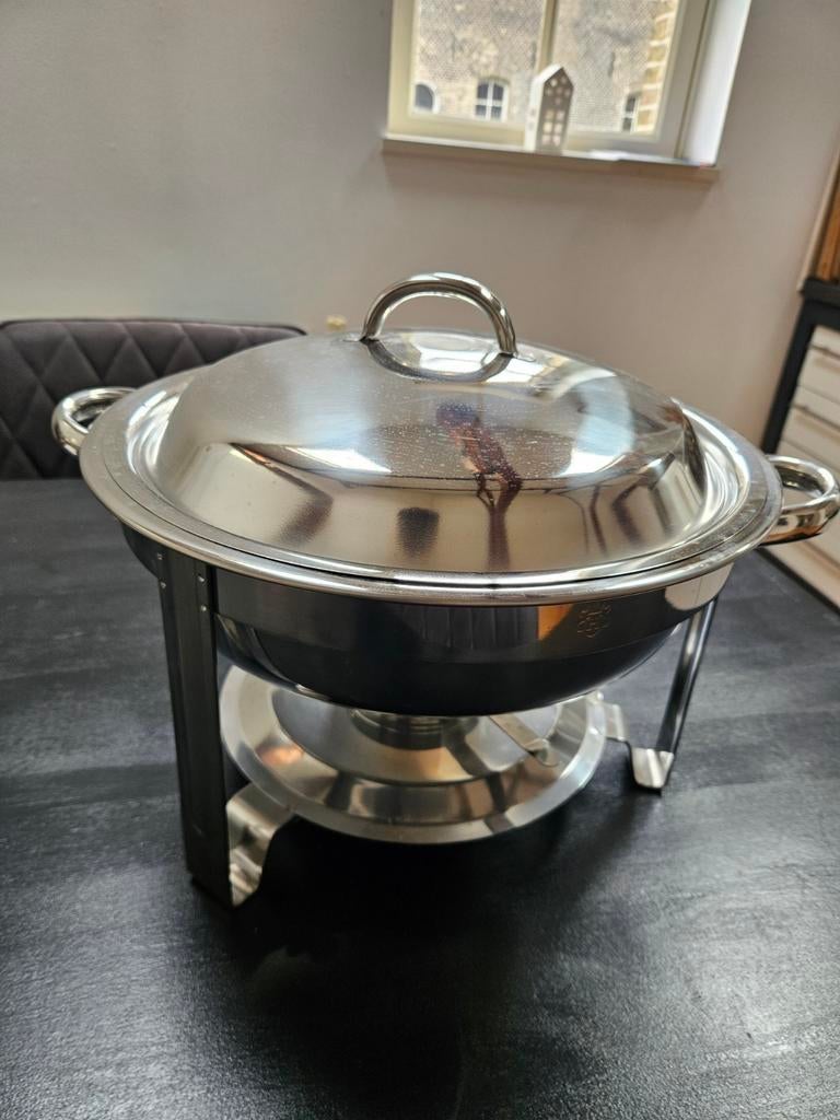 Chafing dish / warmhoudbak 4L, Huis en Inrichting, Keuken | Keukenbenodigdheden, Ophalen of Verzenden, Zo goed als nieuw, Zilver