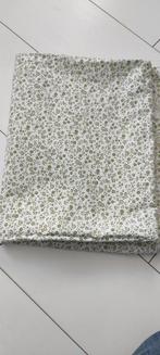 Vintage katoenen lakens wit groen bloemen 2x, Gebruikt, Eenpersoons, Ophalen of Verzenden, Wit