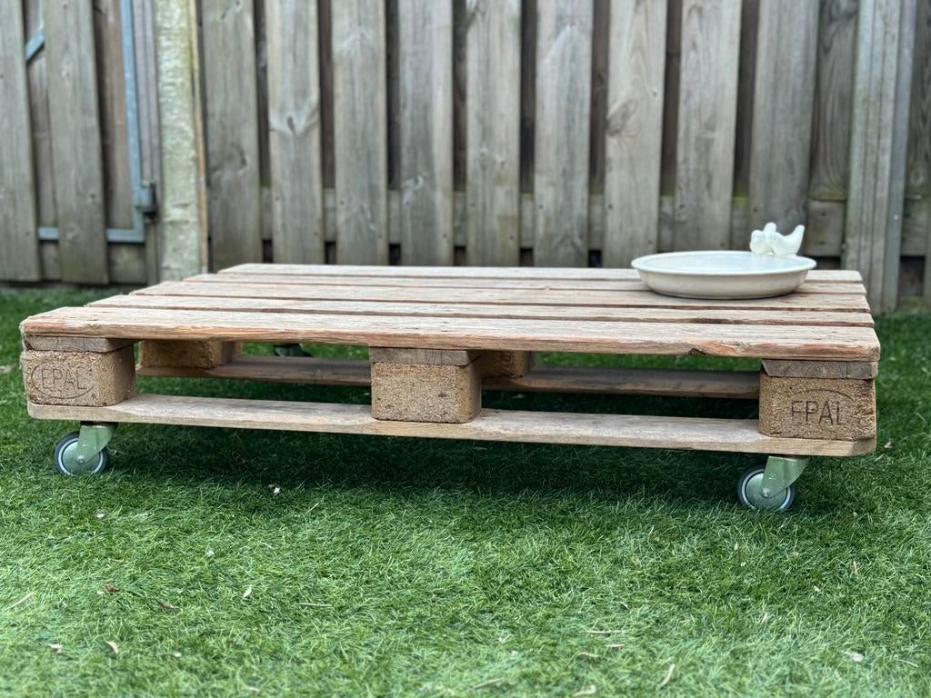 EPAL pallet tafel op wieltjes, Ophalen, Gebruikt, 100 tot 150 cm, 50 tot 100 cm