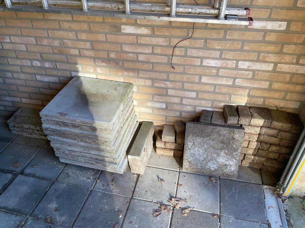 Gebruikte terrastegels en klinkers, Tuin en Terras, Tegels en Klinkers, Ophalen, Gebruikt, Minder dan 5 m², Beton