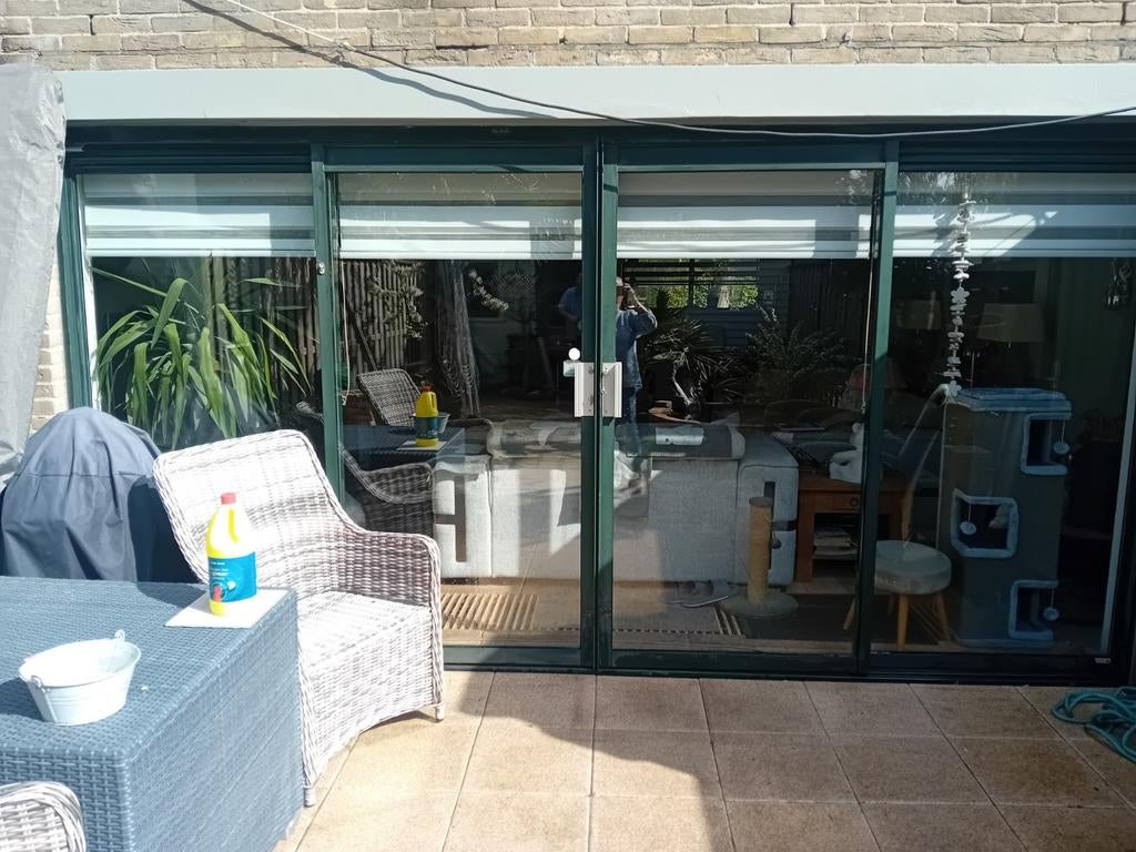 Schuifpui aluminium dubbel glas groen 410x210 cm, Doe-het-zelf en Verbouw, Kozijnen en Schuifpuien, Gebruikt, Schuifpui, Aluminium