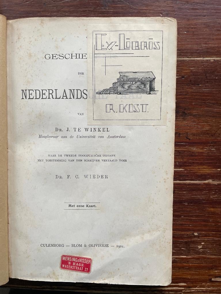 J. te Winkel Geschiedenis der Nederlandsche taal 1901, Ophalen of Verzenden, J. te Winkel