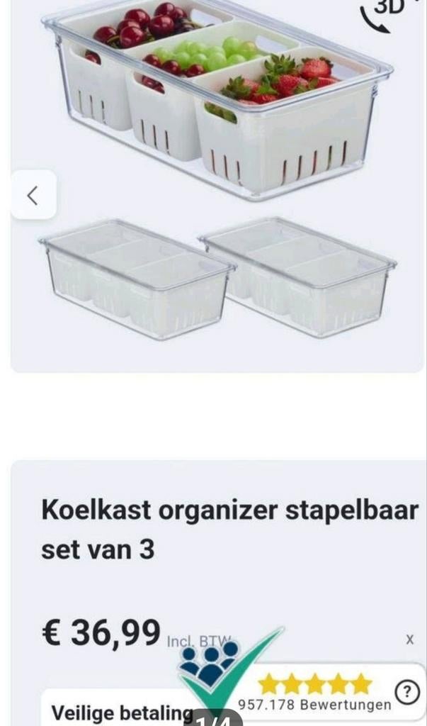 Koelkast organizer nieuw in doos, Huis en Inrichting, Keuken | Keukenbenodigdheden, Ophalen, Nieuw