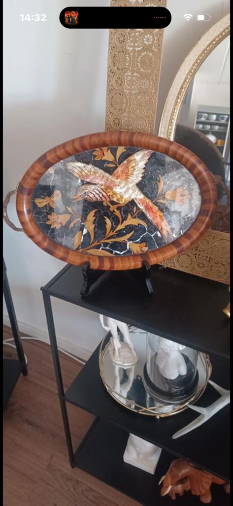 Chinees Dienblad met Vogel Decoratie, Ophalen of Verzenden, Gebruikt, Ovaal, Overige materialen