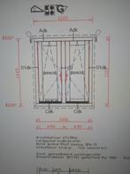 Hardhout kozijn met 2 draaikiep ramen, Gevelraam of Ruit, 120 tot 160 cm, Nieuw, Ophalen of Verzenden