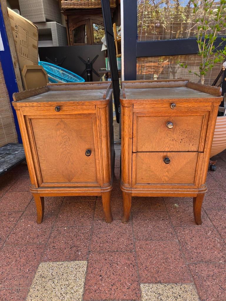 Franse brocante nachtkastjes, Ophalen, Gebruikt, 55 tot 70 cm, 45 tot 65 cm