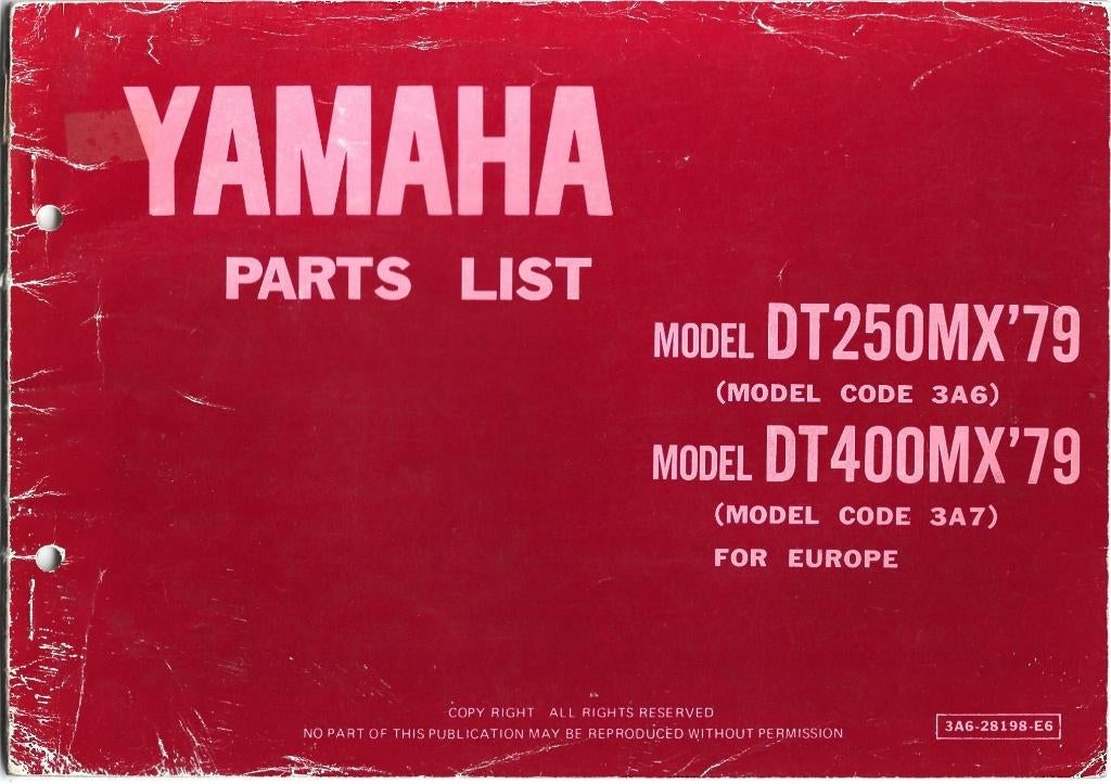 Yamaha DT250 DT400 Parts List (663s), Verzenden, Yamaha