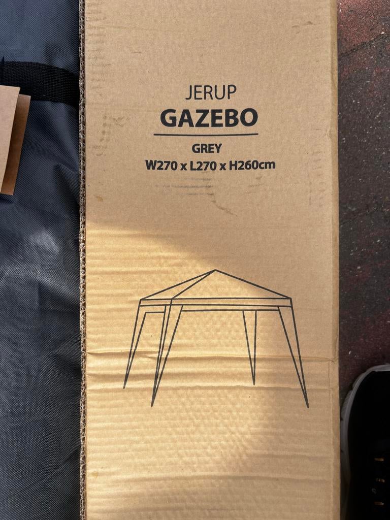 Jerup Gazebo Grijs - 270x270x260cm, Ophalen, Minder dan 4 meter, Nieuw, Paviljoen
