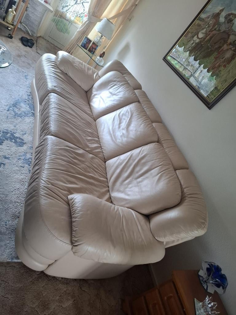 Lederen bankstellen 3 zits x 2 zits, Huis en Inrichting, Banken | Bankstellen, Ophalen, Gebruikt, Driepersoons, Leer