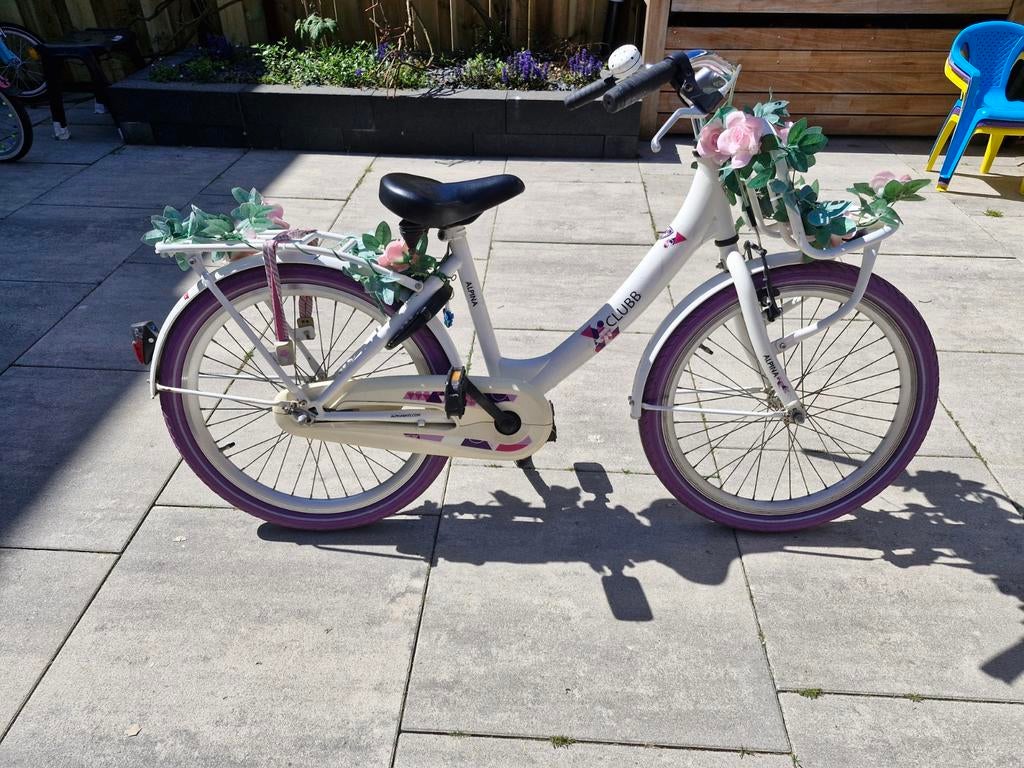 Meisjesfiets Alpina clubb 24 inch met bloemen en mandje, Ophalen, Terugtraprem, Alpina Clubb, 24 inch
