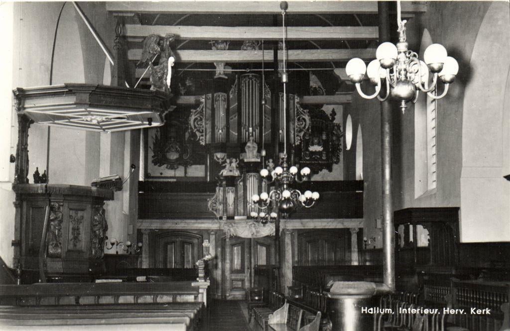 Hallum, Interieur. Herv. Kerk - ongelopen, Ophalen of Verzenden, Voor 1920, Ongelopen, Noord-Brabant