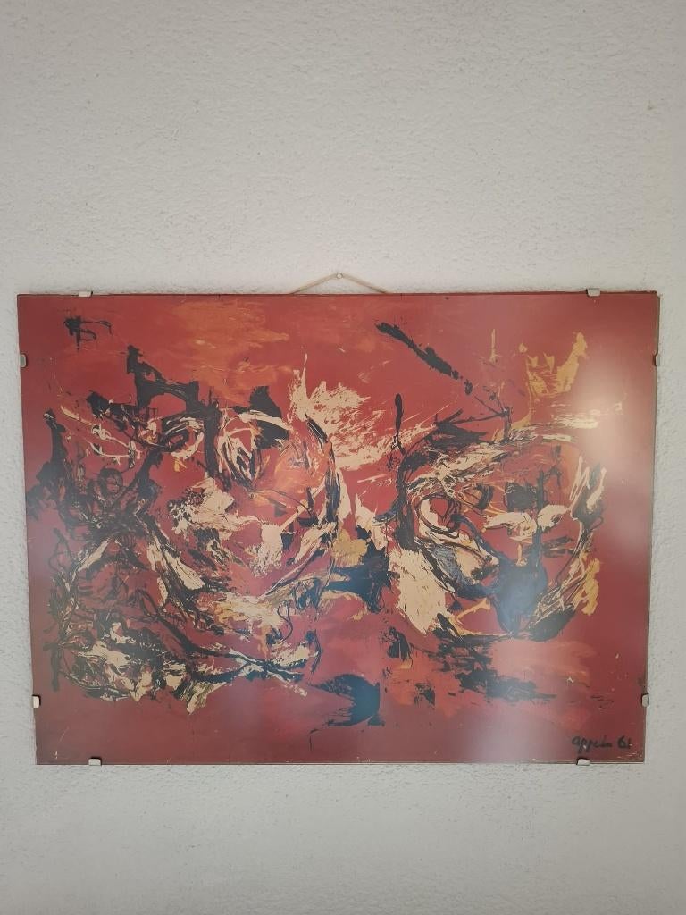 "Composition in Red" uit 1961 van Karel Appel reproduktie, Ophalen