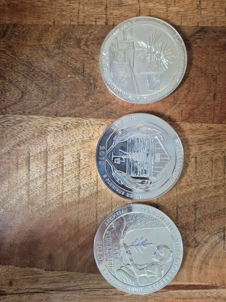 3x 5oz U.S. Quarter Dollar (2013,2015,2020) .999 zilver, Postzegels en Munten, Munten | Amerika, Ophalen of Verzenden, Noord-Amerika
