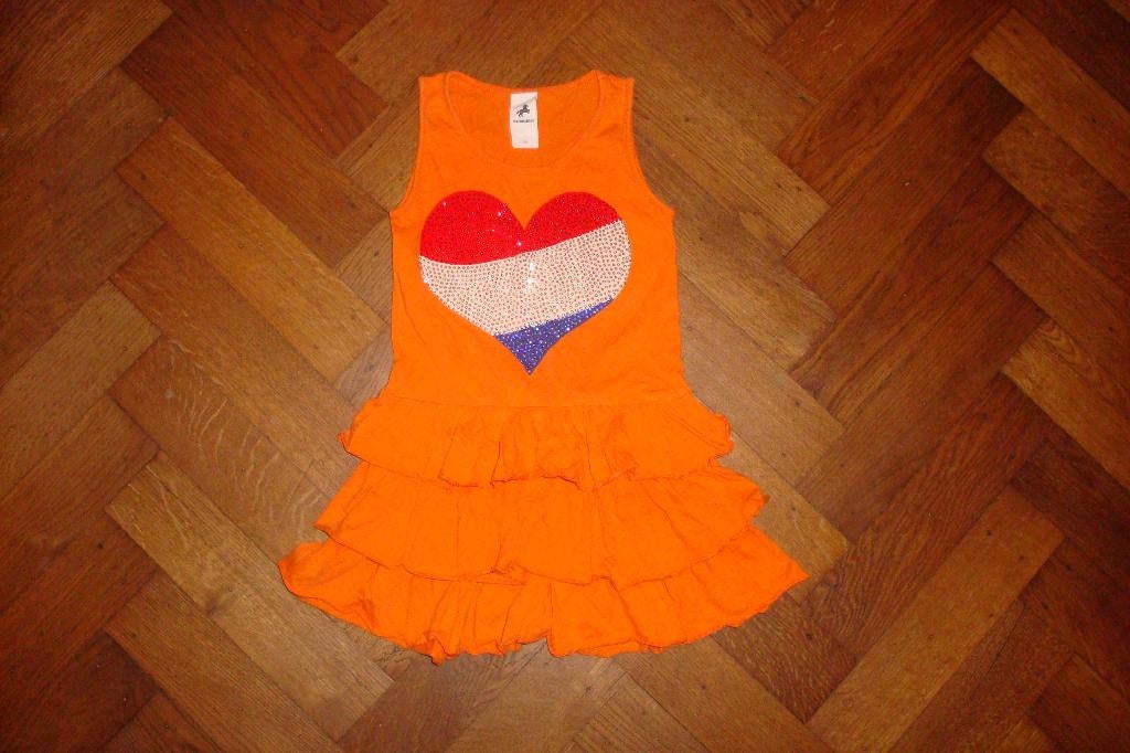 Koningsdag Palomino jurkje oranje glitter hart vlag, mt 104, Kinderen en Baby's, Kinderkleding | Maat 104, Gebruikt, Meisje, Palomino (C&A)