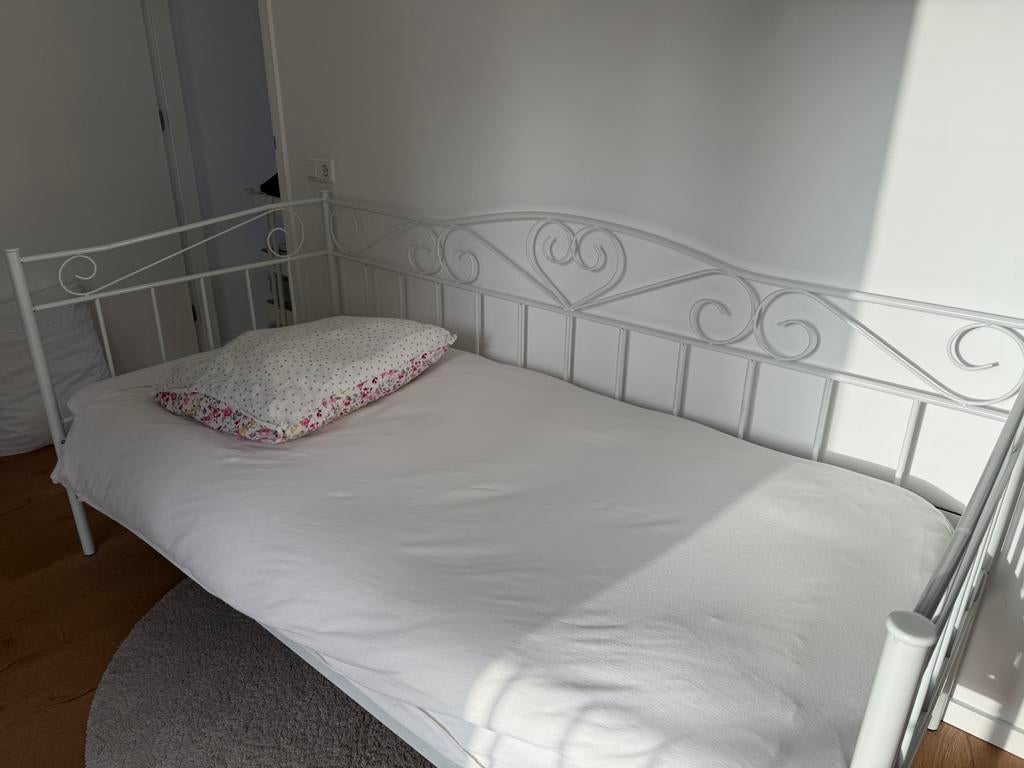 Bedframe wit, Huis en Inrichting, Ophalen, Gebruikt, 90 cm, Eenpersoons