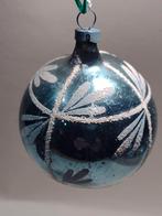 oude kerstbal blauw met deco / 7,5 cm, Ophalen, Gebruikt