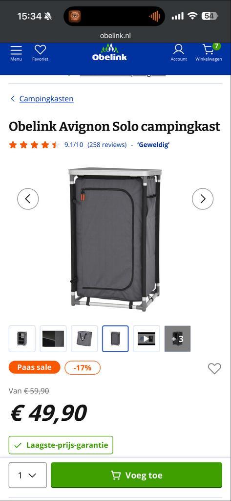 Obelink Avignon Solo campingkast, Caravans en Kamperen, Kampeeraccessoires, Zo goed als nieuw, Ophalen of Verzenden