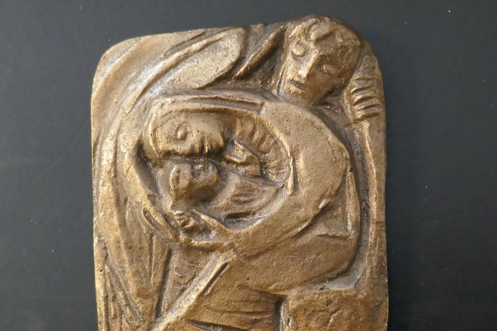 Bronzen plaquette van Joseph Krautwald, Verzenden, Brons