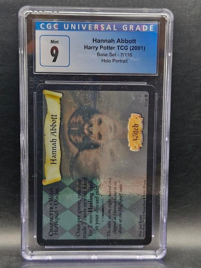 Harry potter 2001 hannah abbott base set holo portrait cgc 9, Verzamelen, Verzenden, Zo goed als nieuw