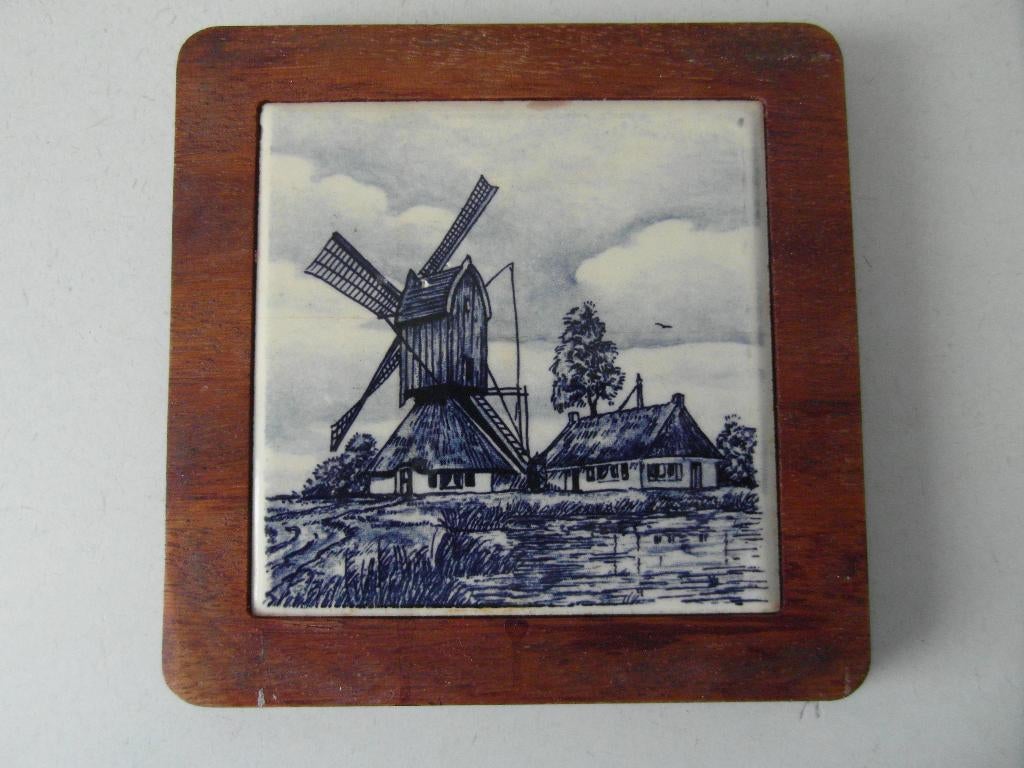 Tegel in lijst,  Molen en Huis, Ophalen of Verzenden