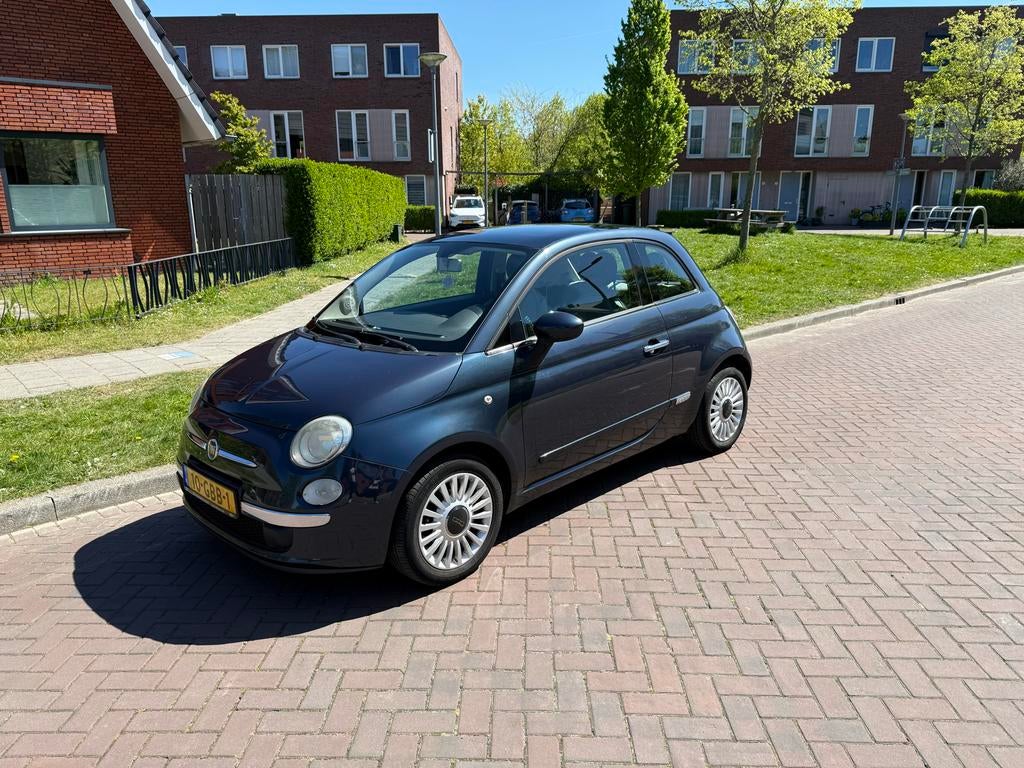 Fiat 500 1.2C 2008 Blauw Panoramadak, Auto's, Voorwielaandrijving, Stof, 1242 cc, 4 cilinders