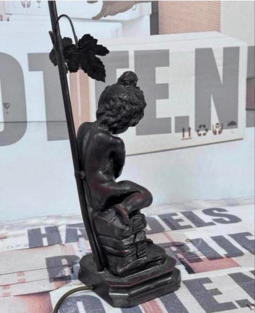 Antieke Franse lamp 1920 moreau barok antiek bronzen effect, Antiek en Kunst, Ophalen of Verzenden